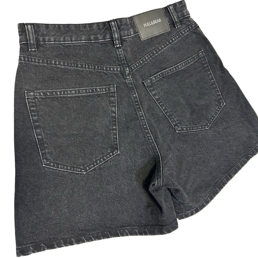 Pull&Bear High Waisted Relaxed Denim Shorts Black Sz 6 - Picture 3 of 8